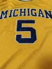 Custom Jalen Rose #5 Michigan Retro Basketball Yellow Stitch Personalizar qualquer número Nome masculino Mulheres Juventude XS-5xl