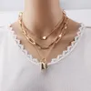 Stacking Lock Heart Halskette Chokers Silber Goldketten Mehrschichtiger Wickelkragen Halsketten für Frauen Mode Schmuck Will und Sandy Gift