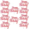 10 stks Gittler Gelukkige Verjaardag Cake Topper Bling Sparkle Decoratie Teken Gelukkige Verjaardagscake Topper Meisje `s Verjaardag Dessert Decor