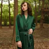 Зеленый длинный женский халат, одежда для сна, свадебный халат, ночные рубашки, атласное шелковое белье, пеньюар, кимоно, халаты, халаты