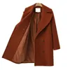 Зимняя женщина покрывается женская длинная толстая куртка осень женская тонкая ветра кашемирное пальто Женщины теплое шерстяное твердое пальто 201102