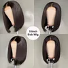 IsHow 2x6 Bob Human Hair Lace Frente Perucas Brasileiras Cabelo Virgem Heterossexuais Perucas de Cabelo Humano para As Mulheres Preenchidas Suíça Rendas Fechamento Peruca
