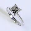 Принцесса огранки 1 карат Лабораторное кольцо с бриллиантом, оригинальное серебро 925 пробы, обручальное обручальное кольцо, кольца для женщин, свадебные изящные ювелирные изделия, подарок