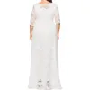 Big Size Mulheres Long Maxi Dress Plus Tamanho 5XL 6XL Elegante Branco Kaftan Muçulmano Hollow Out Lace Party Dresses Vestidos1