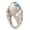 S925 STERLING Silver White Moonstone Bizuteria Gemstone Gemstone Ring pour les femmes Anillos de Fine Silver 925 BIJOUR HONNE HIPHOP6162555