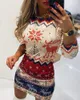 Casual jurken kerst bodycon voor vrouwen 2021 mode xmas print vrouw jurk lange mouw lente herfst kleding vrouwelijke D30