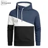 Felpe con cappuccio da uomo Felpe Moda uomo Patchwork Manica lunga Abbigliamento sportivo Pullover in misto cotone Sport Casual Felpa con cappuccio Harajuku L614