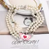 Hot Selling Planetary Heavy Industries Three-layer Pearl Necklace Female Full Diamond Satellite Clavicle Chain Retro Necklace Bridal Wedding