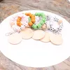 Factory direct selling beaded baseball wooden bead bracelet personality wood chips can be engraved multi-color optional