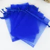 Emballage cadeau en gros-500pcs/lot sacs bleu Royal 20x30cm grande pochette d'emballage de bijoux de mariage joli cordon pour