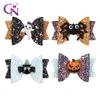 CN 8 Sztuk / partia Mini Glitter Halloween Włosy Łuki z klipami Dla Dziewczyn Dzieci Dyni Klipy Włosów Hairgrips Dzieci Akcesoria do włosów LJ201226