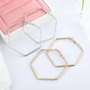 Hoop & Huggie Vintage Earrings For Women Accessories Personality Simple Metal Hexagon Geometric Fashion Jewelry Gift Gold Color1