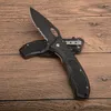 High Quality Outdoor Survival Tactical Folding Blade Knife 5Cr15Mov Black Half Serration Blade Aluminum Handle EDC Pocket Knives