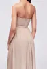 2021 Long Bridesmaid Dresses Chiffon A Line Sexy V Neck Strapless Maid Of Honor Gowns Backless Plus Size Wedding Guest Prom Dress AL8544