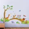 Autocollants muraux de maternelle de dessin animé d'animaux de forêt pour chambres d'enfants X010 Home Decor DIY Wallpaper Art Stickers Nursery Home Décoration 201130