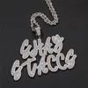 Hotsale Hip Hop Custom Name Brief Hanger Ketting met Gratis 24 inch Touw Ketting Goud Zilver Bling Zirconia Mannen Hanger Sieraden