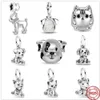 Perline con ciondolo a forma di cucciolo di gatto in argento sterling 925 di nuova moda, adatte per bracciali Pandora e produzione di gioielli da donna