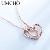 UMCHO 925 Sterling Zilveren Hanger Dames Ketting Rose Gold Charm Heart Hanger voor Vrouwen Geschenken Hoge Sieraden Q0531