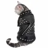 Cool Leather Dog Jacket Jas Warm Winter Hondenkleding Franse Bulldog Waterdichte Kleding Outfit voor kleine Medium Honden Zwart