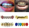 18k Gold Teeth Braces Punk Hip Hop Multicolor Diamond Custom Bottom Teeth Grillz Dental Mouth Fang Grills Tooth Cap Vampire Rapper4189554