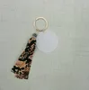 Creative 4.5cm Transparente Acrílico Disco Chaveiro Leopard Imprimir Tassel Pendant Keyring