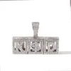 A-Z $ 0-9 Nazwa własna Cube Naszyjnik z literami Wisiorek dla kobiet mężczyzn Złoto Srebro Biżuteria HipHop z bezpłatnym łańcuchem linowym