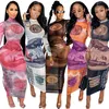 Women night club wear sexy sheer dress dollars print miniskirt long sleeve skinny one-piece dress fashion package hip skirt clubs suit 4271