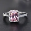 925 Sterling Silver Moissanite Certified Diamond Wedding Ring For Women Engagement Square Gekleurde edelsteen Zirkon Fashion Rings267Y