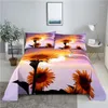 Lakens Sets Sunflower 0.9 / 1.2 / 1.5 / 1.8 / 2.0m Digital Printing Polyester Bed Flat Sheet met Case Print Beddengoed Set