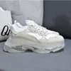 Кроссовки прозрачные подошвы Triple S вскользь папа обувь Scarpe кристалл днища мужчин женщин теннисная платформа 17FW Paris Vintage Triple-S роскошный дизайнер плоский спортивный