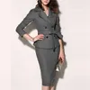 Werkjurken Dameskostuum 2 stuks Set Formele Pakken Dames Sexy Schede Mini Dress Jacket Casual Coat Office Wear Sets Blazer1