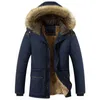 Winter Fur Collar Coat Hooded Jacket Män Vinter Vindskydd Tjocken Fleece Parka Mens Jackor och Coats Plus 5XL Outwear Clothes