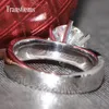 Transgems Classic Solid 14k White Gold 2CT CT Diameter 8mm F Color Engagement Ring for Women Wedding Present Y200620