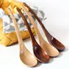 Japanese Spoon 10pcslot Tortoise Shell Manual Curved Handl Wooden Soup Spoon Kitchen Tableware6703926