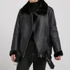 Fitaylor 겨울 가짜 양고기 가죽 자켓 여성 가짜 가죽 양모 모피 칼라 스웨이드 자켓 코트 여성 따뜻한 두꺼운 겉옷 201224