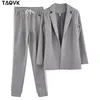 Taovk Femme's Cost Town-Down Collar veste pantalon rayé blanc deux pièces pantalon costumes costumes de sport de femme