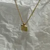 ORYANA 925 Sterling Silver Korean Simple Gold Color Geometric Small Square Necklace Ins Necklace Fine Jewelry Best Gift Q0531