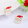 12 styles Boucles d'oreilles à breloques de Noël Boucles d'oreilles en diamant Alliage Goutte à goutte d'huile Boucles d'oreilles Cloches Flocon de neige Boucles d'oreilles de Noël