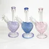 9 inch hartvorm glazen water waterpijps voor groothandel waterpraatje roze kleur dab olieligs bubbler met 14 mm kom mannelijke asvanger