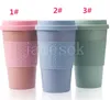 Silica Gel Koffiekopje Tarwe Stro Fiber Mok met Deksel Plastic Auto Tumblers Draagbare Auto Siliconen Koffiekoppen Waterfles DB439