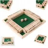 Shut The Box Dice Board Game 4 Sided 10 Number Wooden Flaps & Dices Game Set for 4 People Pub Bar Party