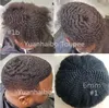 African American Wave Hair Unit Mono Lace Toupee 4mm 6mm 8mm 10mm Indian Virgin Human Hair Replacement Afro Kinky Curl för svarta män Snabb Express Leverans