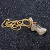 Chokers Kubikzircon Gold Großer Schuh Anhänger Halskette Hip Hop Street Style Edelstahl Vorderseite Rückseite Kette1