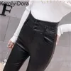 Winter Warm Women Pants Dropshipping Female PU Leather Velvet Trousers Elastic Pencil Skinny pants Women's Tight pants 201118