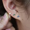 Stud 925 Sterling Silver Jewelry Earring Whole Minimal Simple Rainbow Colorful Cz Design Mini Baguette Stack Earrings1244D