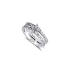 Echte 925 Sterling zilveren ringen voor vrouwen sprankelende sneeuwvlok Dubbele ringbetrokkenheid Wedding Verklaring Sieraden Party Geschenk 296JJ