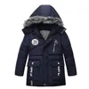 Baby jongens kleding winter jas meisje jas cool schattige hooded gekleurde bontkraag kind kleding dikke bovenkleding 2-5yrs