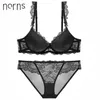 Norns Women Lingerie 세트 자수 란제리 꽃 섹시한 브래지어 포르노 Femme 및 Bralette 투명 Y200708