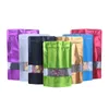 Färgglada Doypack Aluminiumfolie Plastpaketpåse med fönster Mylar Retails Zipper Pouch för matlagring Partihandel LX1767