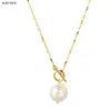 ANDYWEN 925 Sterling Silver Gold Long Chain Pearl Pendant Necklace Horoscope Jewelry 2020 Fashion Rock Punk Jewelry For Women Q0531